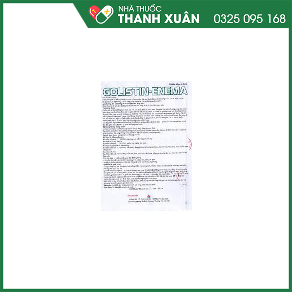 Golistin-enema for children dung dịch thụt trực tràng